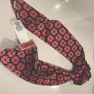 Kate Spade Silk Flower Scrunchie & Tie/Scarf Set